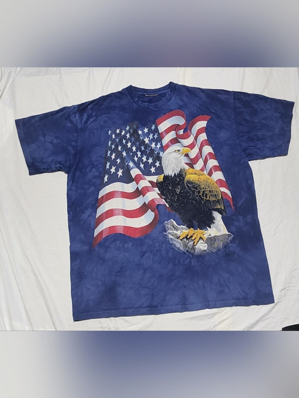 Kids Navy Tie-Dye Eagle & American Flag Graphic Tee